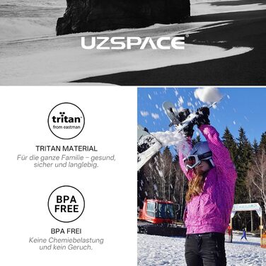 Вода пляшка UZSPACE 750 мл Tritan, без BPA, для спорту та активного відпочинку, фіолетовий