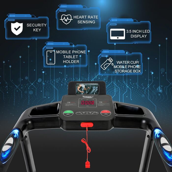 Складний біговий тренажер для дому NV-1026 з LED-дисплеєм та 12 програмами тренувань, 14 км/год
