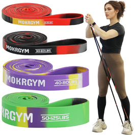 Набір еластичних стрічок MOKRGYM - 4 рівні, натуральний каучук, для дому, фітнесу та занять на вулиці