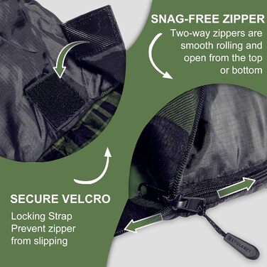 Спальний мішок для двох дорослих та дітей, XL, Queen Size, для кемпінгу та походів, вологостійкий, з компресійним мішком, чорний/зелений