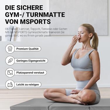 М'який килимок для гімнастики MSPORTS Premium 190x80x5 см, складаний, сірий - спортивний мат для дому та дітей