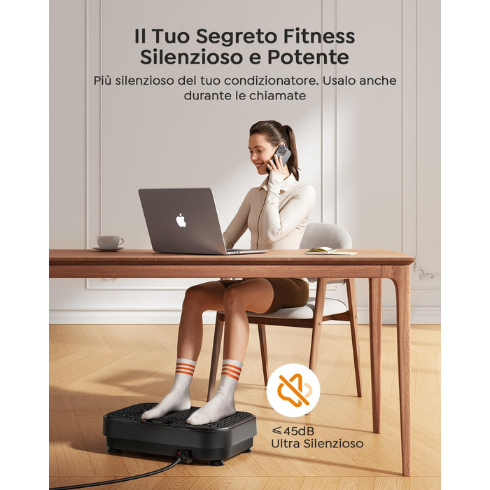 Платформа вібраційна Burever 150W з пультом, 99 рівнів інтенсивності, 5 програм, для масажу ніг, тренувань та формування м'язів, з резинками