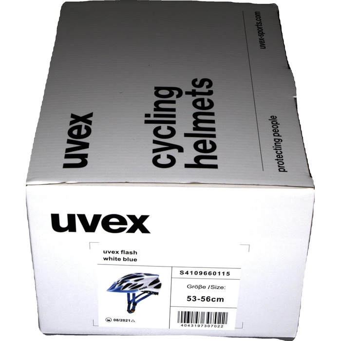 Велошолом Uvex Flash біло-синій, універсальний, регульований розмір 57-61 см, для чоловіків і жінок, знімна прана підкладка