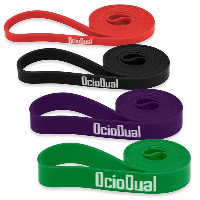 Еспандер гумовий OcioDual Fitnessband Latexband для фітнесу та спорту, червоно-чорно-фіолетово-зелений, опір 7-16 кг
