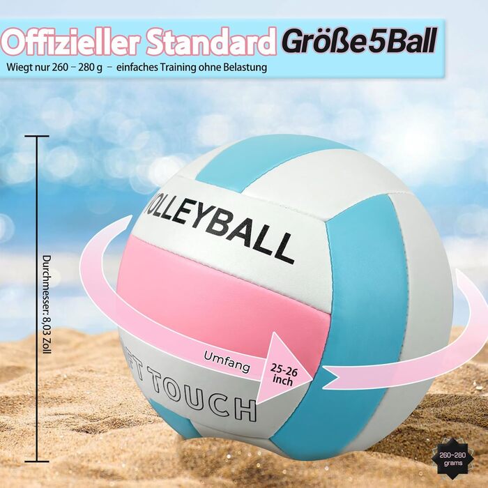 Волейбольний м'яч Bibykivn Official Size 5: водовідштовхуючий, для пляжу, басейну та спорту. З насосом, PVC-поверхня.