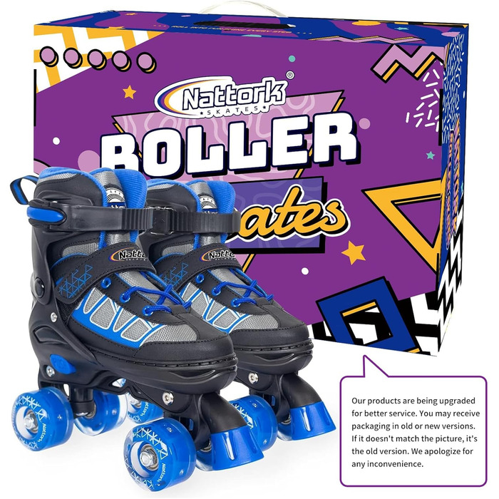 Дитячі ролики Nattork для дівчаток та хлопчиків, регульовані, з підсвічуванням, розмір EU 27-30, блакитні