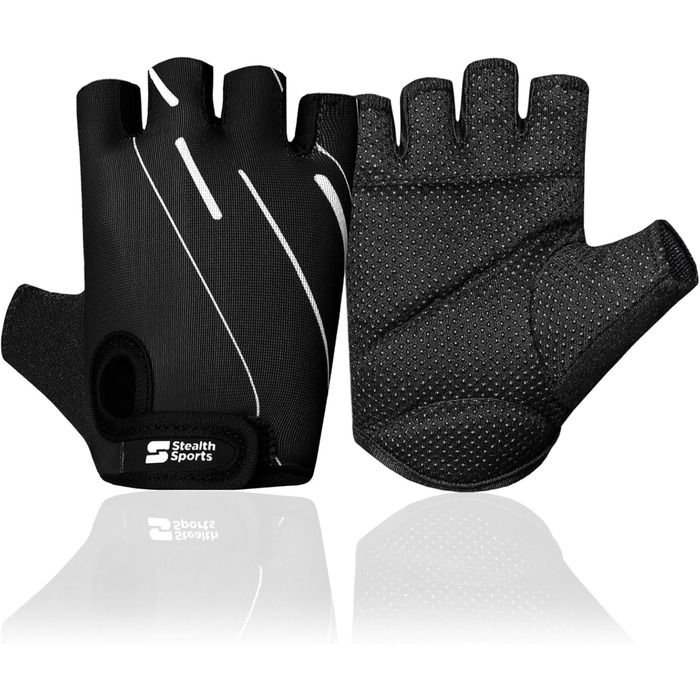 Фітнес рукавички Stealth Port для жінок та чоловіків - дихаючі, з неслизьким покриттям, з підкладкою для кросфіту, бодібілдингу, велоспорту та силових тренувань (XS, чорний)