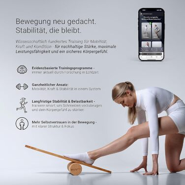 Балансборд з дуба FAVVITY® Core Walnuss: тренажер для рівноваги з додатком | Зроблено в Німеччині, сертифікат FSC