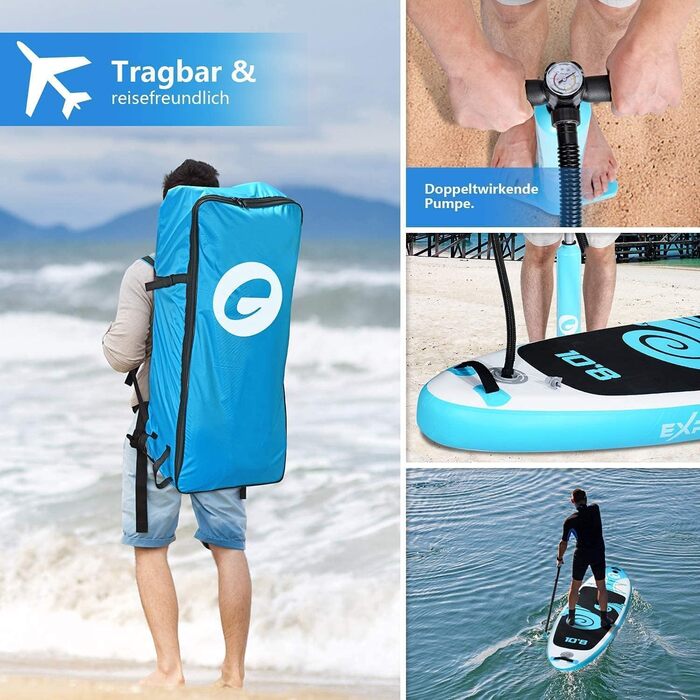 Сапборд Exprotrek 10'8 для дорослих, синьо-білий, універсальний