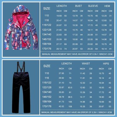 Дитячий гірськолижний костюм 2 частини: куртка та штани для дівчаток, теплий зимовий костюм для активного відпочинку, темно-синій, розмір 134-140