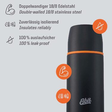 Термос Esbit Classic 750 мл з нержавіючої сталі, чорний, для гарячих і холодних напоїв, з 2 чашками