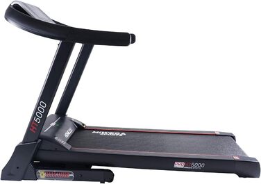 Електрична бігова доріжка Miweba Sports HT5000, 7 к.с., 18 км/год, нахил до 15%, до 150 кг, додаток, складана, велика бігова поверхня, 12 програм, домашній тренажер, фітнес-обладнання, чорна