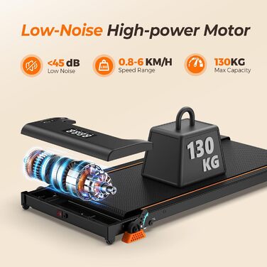 Біговий доріжка Lichico Walking Pad з регулюванням нахилу 9%, Bluetooth, LED дисплей, 2.5HP для дому та офісу