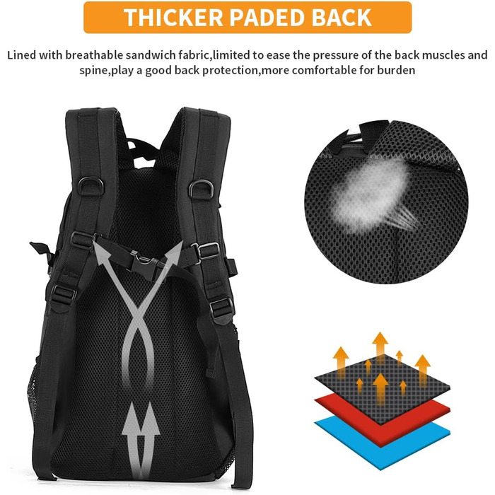 Тактичний рюкзак HUNTVP 25L MOLLE, водонепроникний, для спорту, туризму, школи, дорослих, компактний, для походів, тренувань