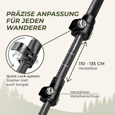 Телескопічні палиці для скандинавської ходьби та трекінгу Nordic Walking, ультралегкі, з натуральними корковими ручками, алюміній