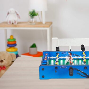 Настільний футбол Relaxdays з LED-підсвіткою, для дітей і дорослих, 4 ігрові стрижні, 2 м'ячі, синій