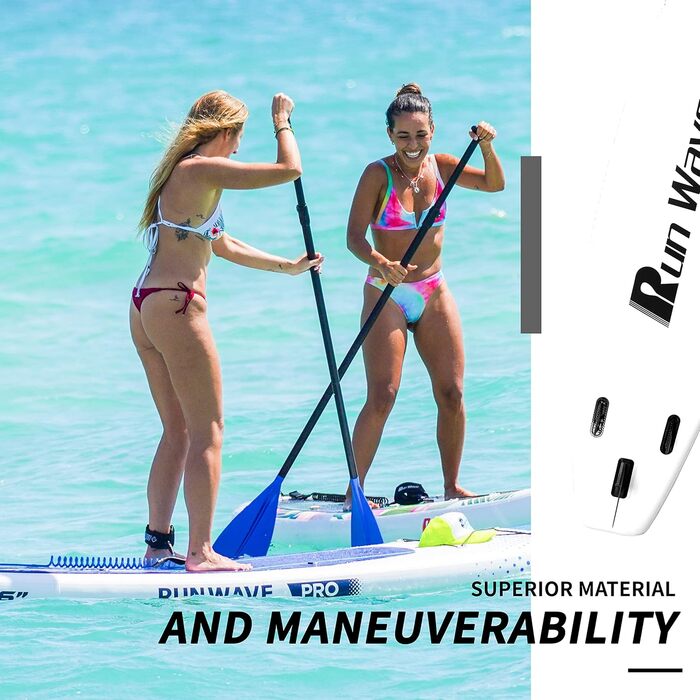 Надувна SUP-дошка Runwave SUNSHINE з антиковзаючим покриттям, широкою платформою та комплектом аксесуарів, для підлітків і дорослих початківців