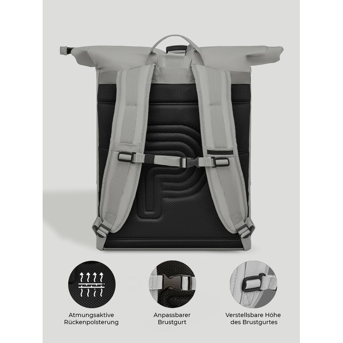 Рюкзак Pactastic Rolltop 70 л, водостійкий, для ноутбука, розширюваний, веганський матеріал, ручна поклажа