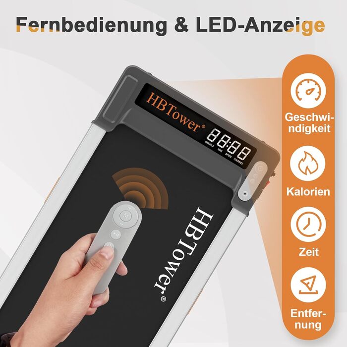 HBTower Walking Pad - Складний біговий килимок для дому та офісу з LED-дисплеєм та пультом керування