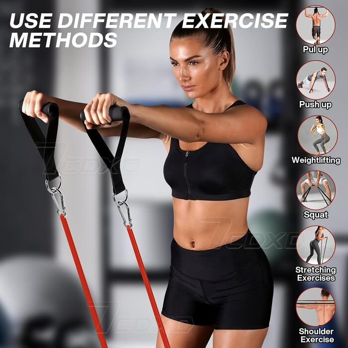 Набір еластичних стрічок для фітнесу: 6 рівнів, ручки, фіксатор для дверей, сумка, для силових тренувань, бодібілдингу, домашньої фітнес-тренування