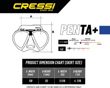 Маска для підводного плавання Cressi Penta, універсальна, прозоро-синя