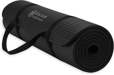 Йога мат Gaiam Essentials, товста фітнес-мат для тренувань, 183x61x1 см, чорна