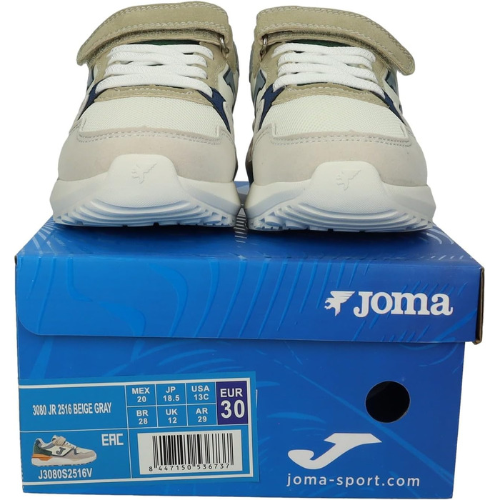 Дитячі спортивні кросівки Joma J3080S2516V, на липучці, еластичні шнурки, багатоколірні, для хлопчиків (30 EU, Бежевий)