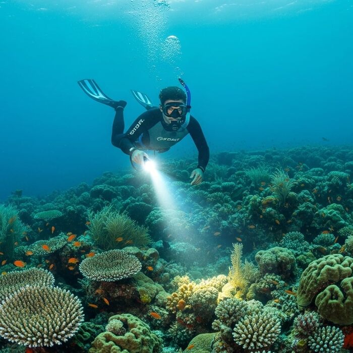 Ліхтар під водою WholeFire 8000 Lumen, IPX8, водонепроникний, 3 режими, акумуляторний, для плавання та дайвінгу