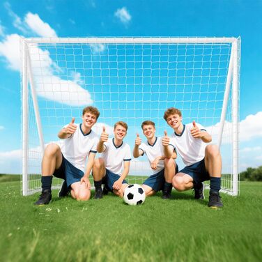 Футбол ворота SPORTNOW для молоді та дорослих, стійкі до погодних умов, з сіткою та кілочками для кріплення, для саду, парку, пляжу 240x90x180 см