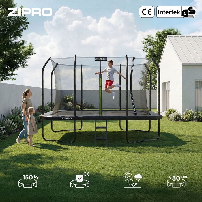 Дитячий садовий батут Zipro прямокутний із внутрішньою сіткою, 8FT x 12FT