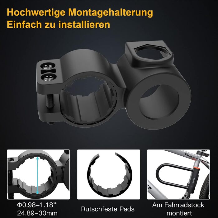 Замок для велосипеда U-подібний з кріпленням, 16 мм, 3 ключі, висока безпека, для велосипеда, мотоцикла, електробіка, гірського велосипеда, скутера. Внутрішні розміри 24,3 x 8,9 см