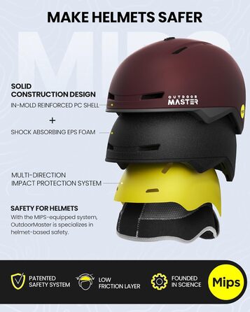 Шолом OutdoorMaster MIPS для катання на лижах та сноуборді, вентиляція, полікарбонат, EPS, червоний, S