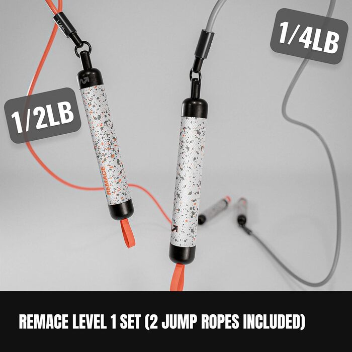 Набір обтяжених скакалок Remace Level 1 (1/4LB, 1/2LB) для фітнесу, боксу та тренувань — 2 скакалки для початківців та середнього рівня