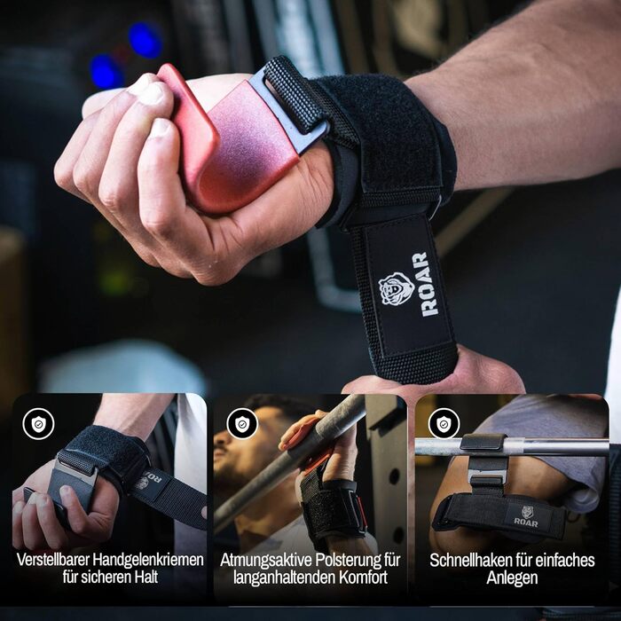 Ремінь для важкої атлетики Roar®: підтримка зап'ястя, для кросфіту, бодібілдингу, ремені для підйому тягарів, червоний