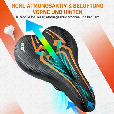 Велосипедне сідло HENMI для чоловіків та жінок: м'яке, комфортне, дихаюче, з амортизацією, ергономічне. Підходить для MTB, трекінгу, шосе та гірського велосипеда. Стандартна сітка.