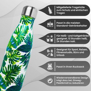 Фляга з нержавіючої сталі 500 мл – Термоізольована фляга, зберігає холод до 24 годин та тепло до 12 годин. Безпечна, з подвійними стінками, BPA-Free, міцна. Ідеальна для подорожей, активного відпочинку, школи, спорту, фітнесу та повсякденного використання