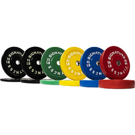 Олімпійські диски Signature Fitness зі сталевою втулкою, 5,1 см, набір 117,9 кг, кольорові