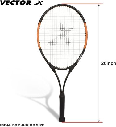 Ракетка для тенісу Vector X VXT-520 графітова, 26 дюймів, помаранчева, легка, з амортизацією