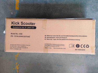 Дитячий складний самокат для дітей 8-15 років з великими колесами 200 мм, дисковими гальмами та регульованою висотою, синій