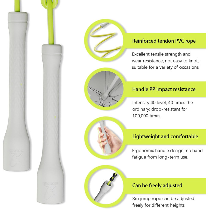 Стрибкове канат Springseil 300 см, ПВХ-канат з бавовняним ядром, ергономічні ручки, регульована довжина, чорний (білий)