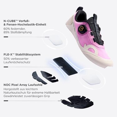 Дитячі кросівки NOCNOC All-MAX для хлопчиків та дівчаток – легкі, дихаючі спортивні кросівки з високою амортизацією для тенісу, відпочинку та тренувань, 32 EU, Sakura Rosa, Eisweiß