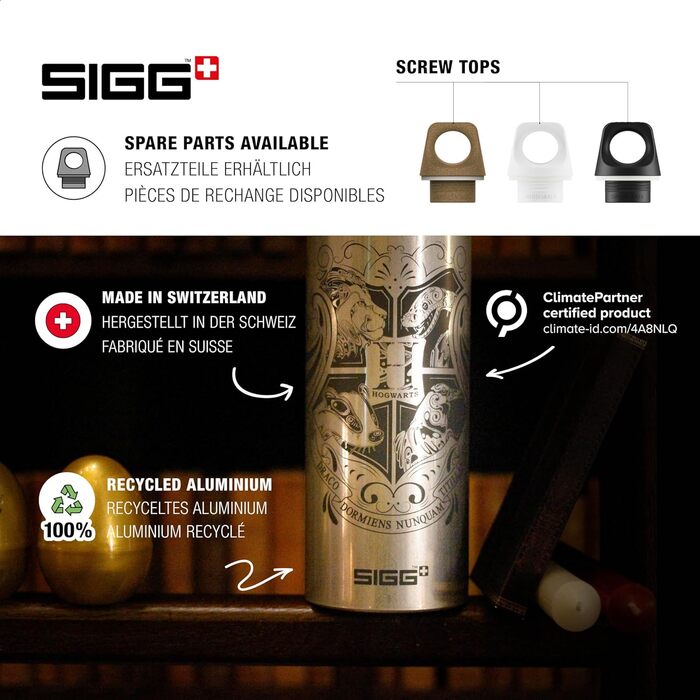 Пляшка SIGG Traveller Harry Potter алюмінієва, 1 л, для газованих напоїв, герметична, легка, BPA-free, ClimatePartner
