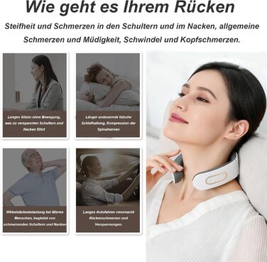 Електричний масажер для шиї 11-в-1 з підігрівом, бездротовий, 6 режимів, 9 рівнів інтенсивності для розслаблення шиї, для дому, офісу, подорожей