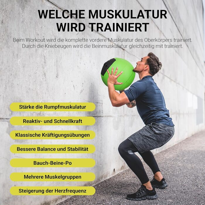 MSPORTS М'яч для фітнесу Wall-Ball, медичний м'яч, 2-10 кг, преміум якість
