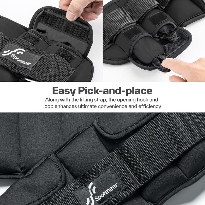 Шкарпетки з обтяженням для ніг Sportneer, регульовані, 0.5-2.3 кг (на ногу), чорні