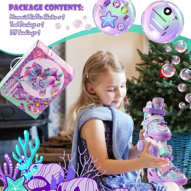 Дитячі ролики Meerjungfrau для дівчаток, 4 розміри, регульовані, з підсвічуванням, для початківців, фіолетові