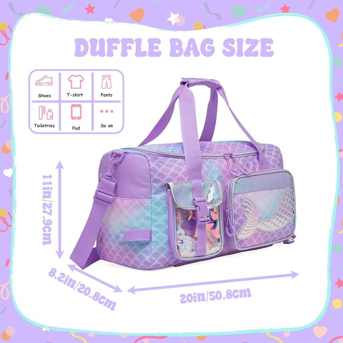 Дитяча спортивна сумка HTgroce Meerjungfrau з відділенням для взуття - ідеальна для танців, балету та подорожей