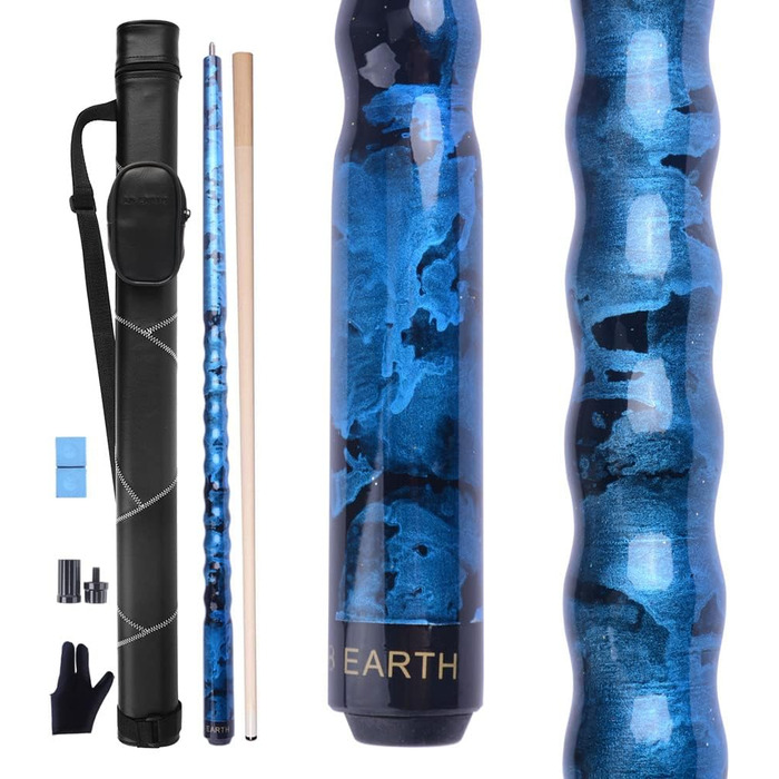 Набір для більярду AB Earth Pool-Queue-Stick з ергономічним дизайном, 13 мм, 147,3 см, з підвісною ручкою, дерев'яний (ахове дерево), з кейсом, 18 oz