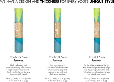 Тонкий складаний йога-мат Yoga Design Lab 1,5 мм, нековзний, легкий, пральний, з ременем для перенесення