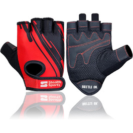 Спортивні рукавички Stealth Sports для фітнесу та важкої атлетики – дихаючі, з антиковзаючою поверхнею та підкладкою для кросфіту, бодібілдингу, велоспорту та силових тренувань, червоні